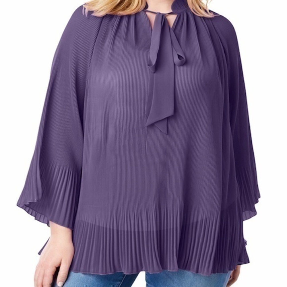 Roaman’s Bell Sleeve Bow Blouse - 14W